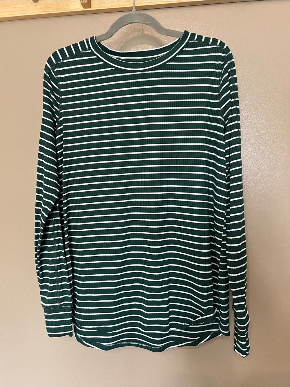 Maurices Green and White Striped Long Sleeve Top